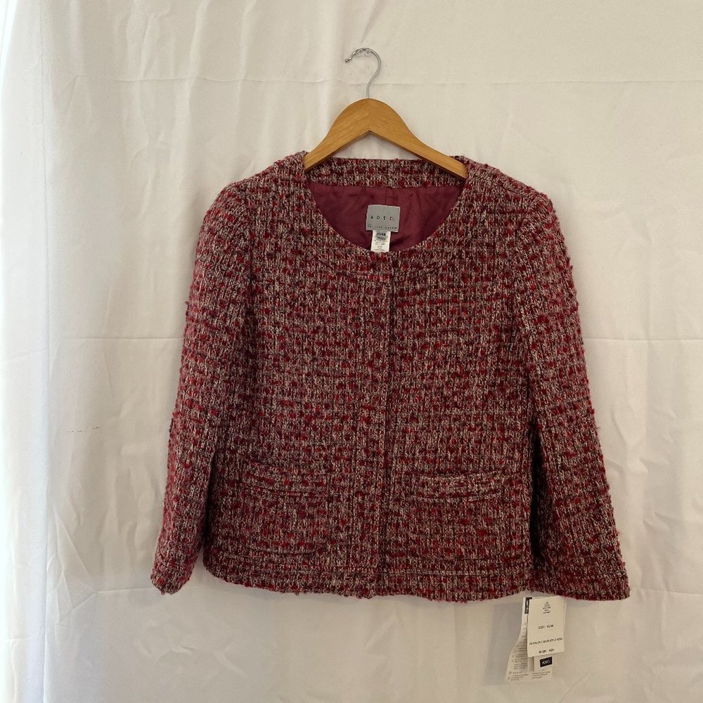 Adec 2 By Philip Adec Red Boucle Wool/Tweed Jacket Sz 12/46